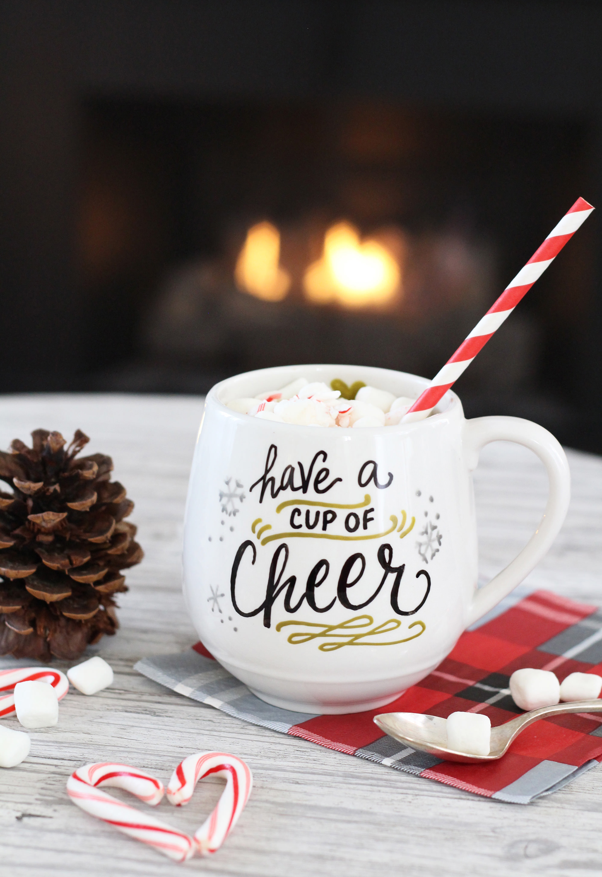 Have a cup of cheer - in a customized, DIY, hand lettered mug!