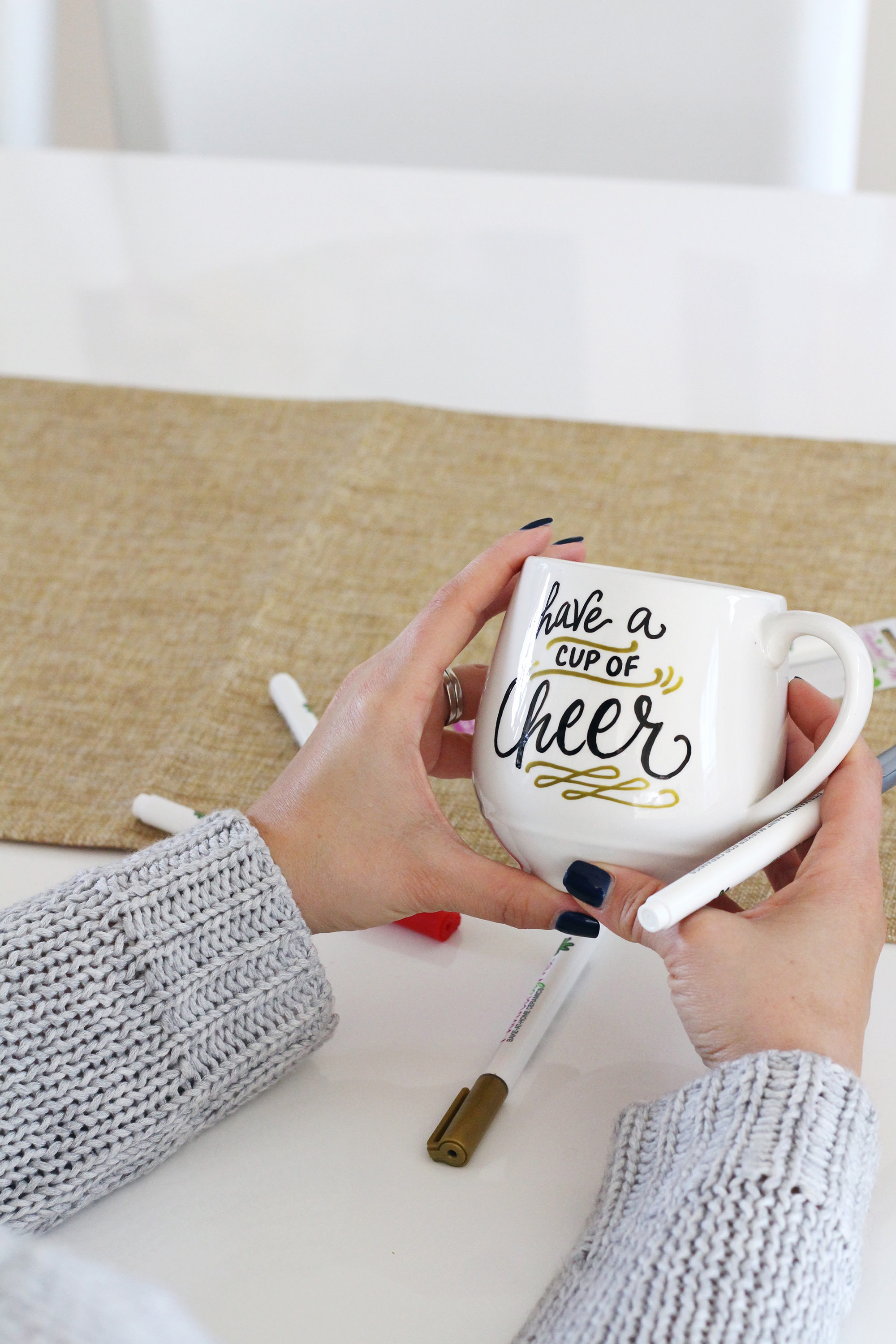 DIY hand lettered mug using PaintedByMe markers - Bake in the oven to make them permanent