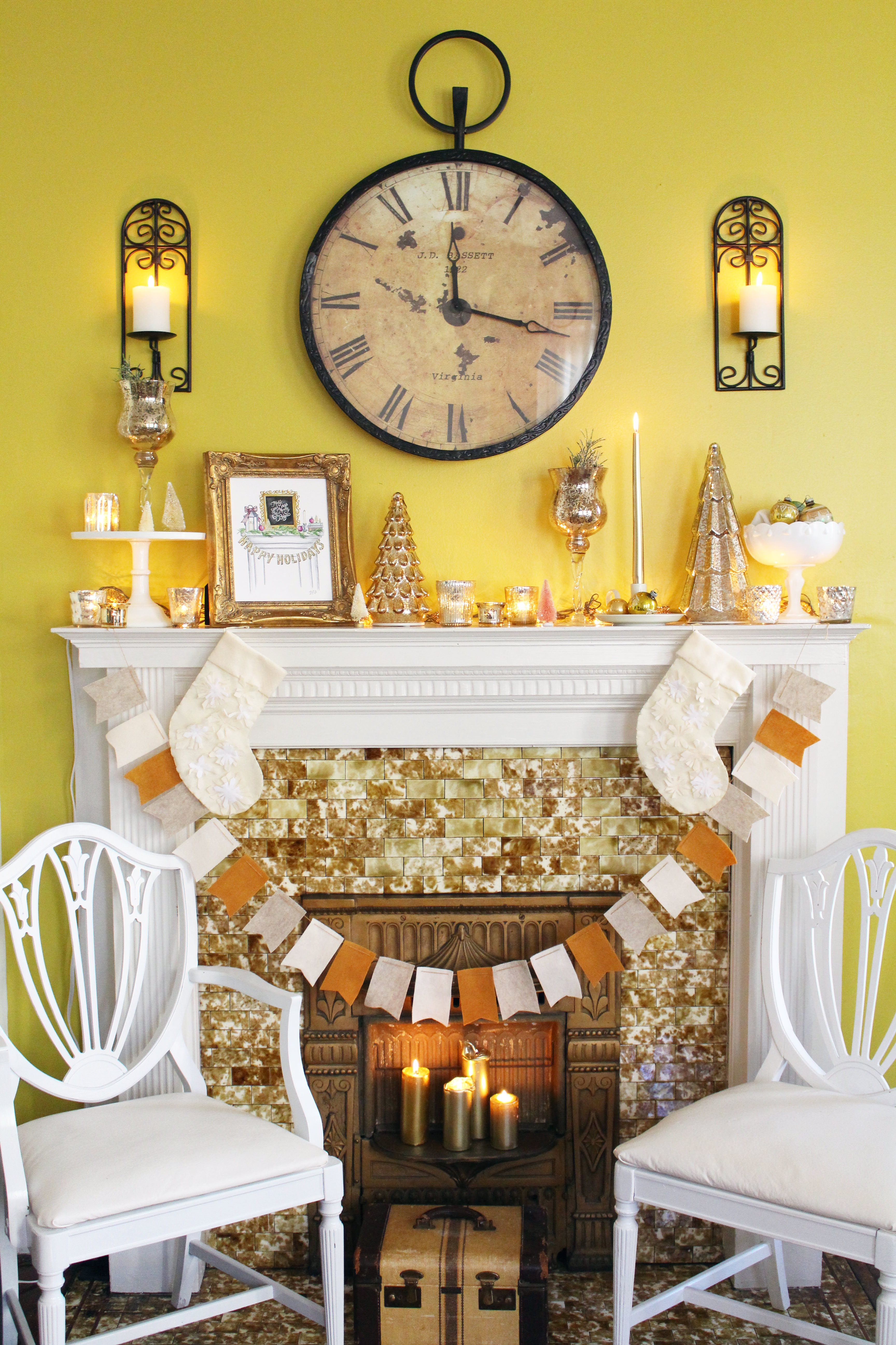 Holiday Mantel Styling Tip: keep your color palette simple
