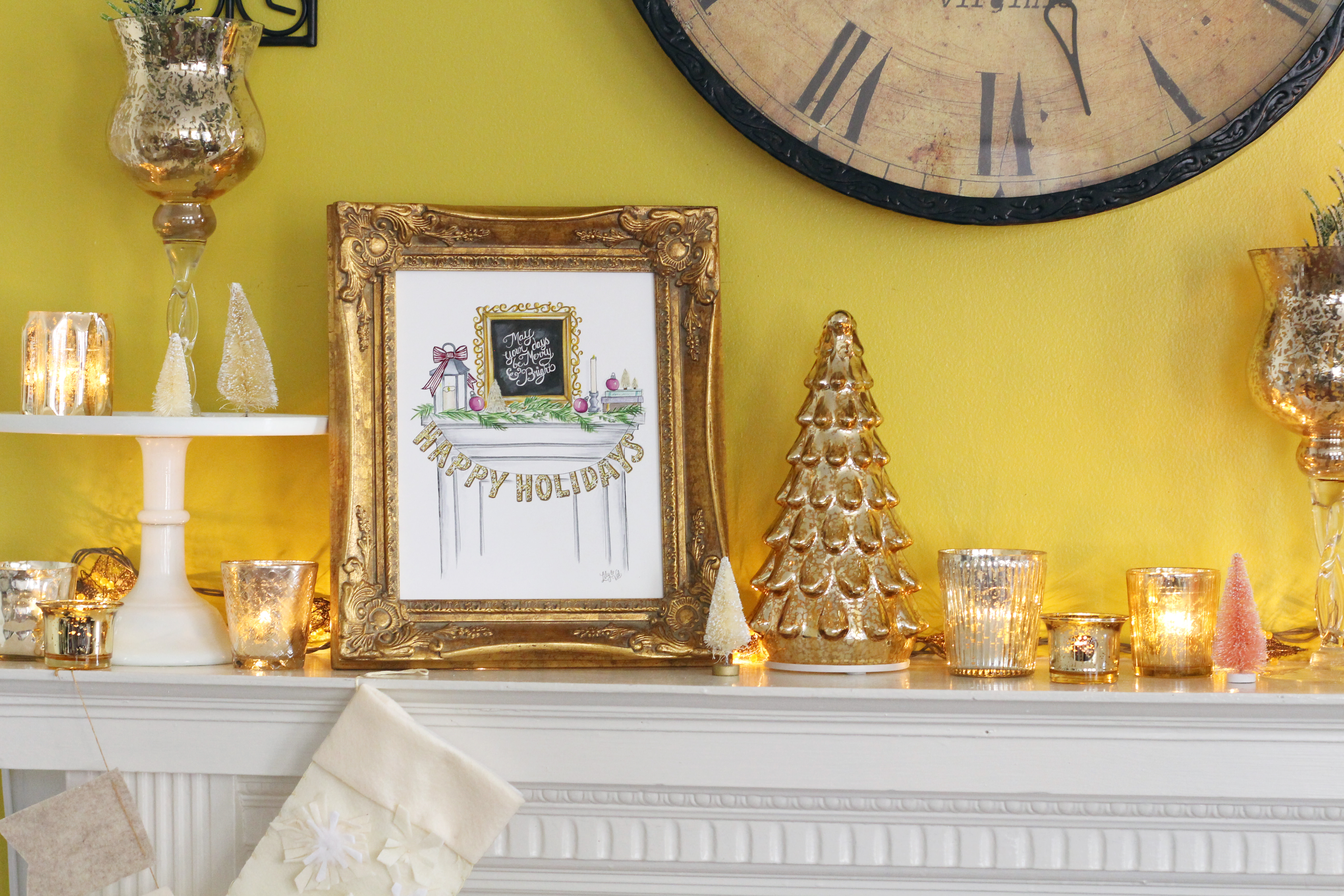 Happy Holidays Print by Lily & Val - perfect accent for mantel decor