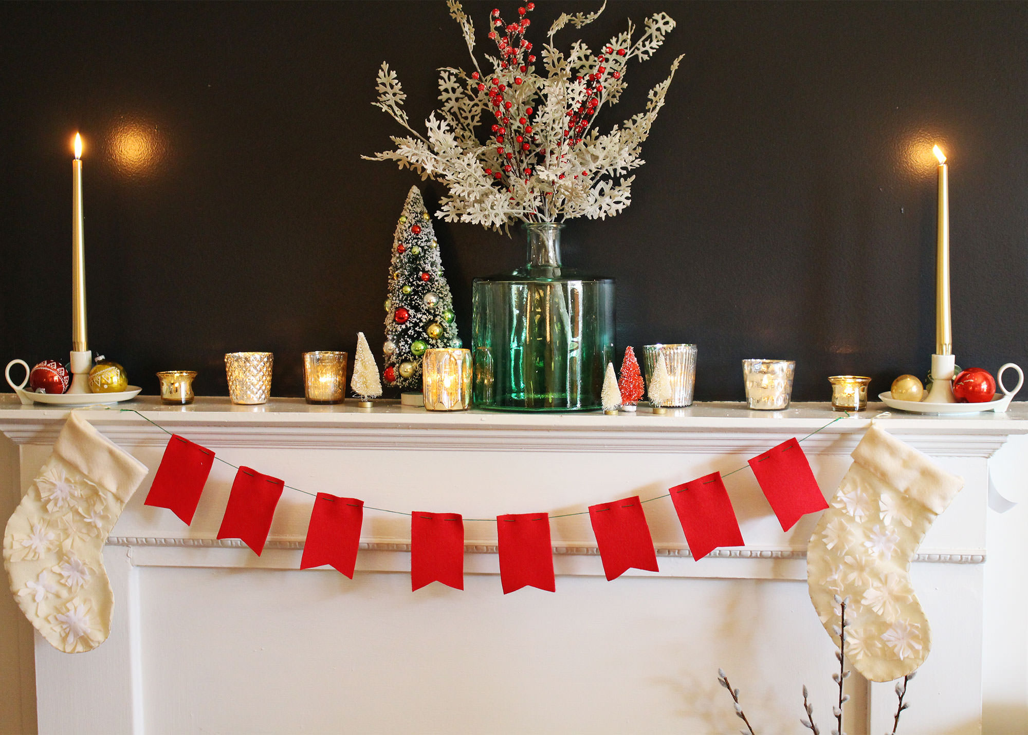 Holiday Mantel decorating inspiration from The Virginia Lynn Co.