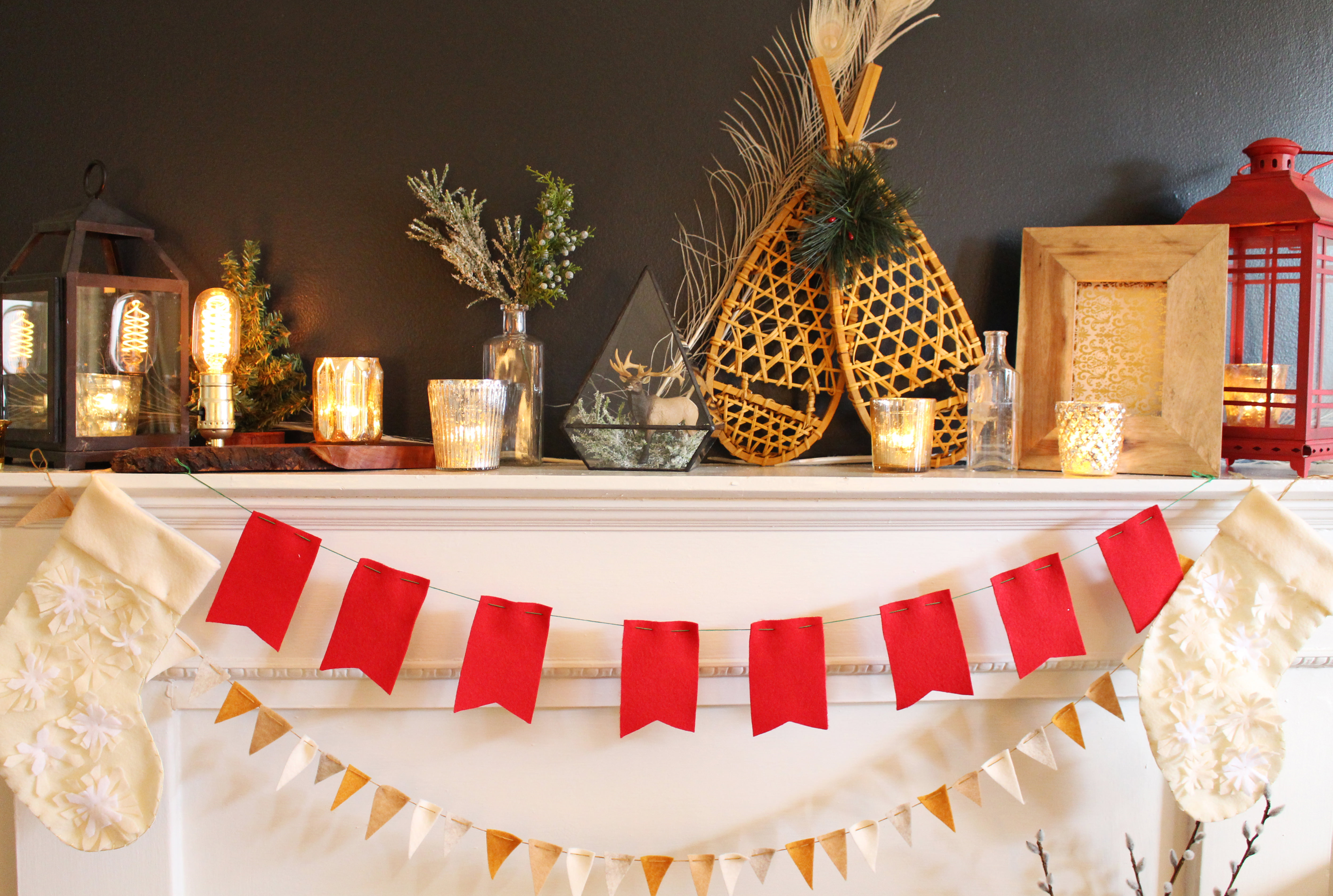DIY Holiday Felt Banners are perfect for mantel displays