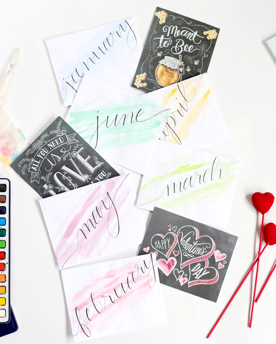 Use Lily & Val Chalk Art Cards to create "A Year of Dates" Valentine's Gift