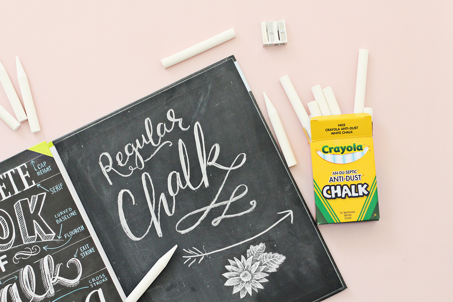Crayola Anti-Dust Chalk is the recommended chalk in The Complete Book of Chalk Lettering by Valerie McKeehan