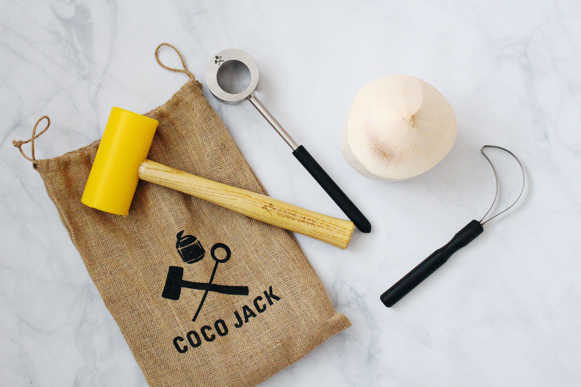 No need to be intimidated by opening a young coconut! Coco Jack (as seen on Shark Tank) is the best tool and makes it a breeze.
