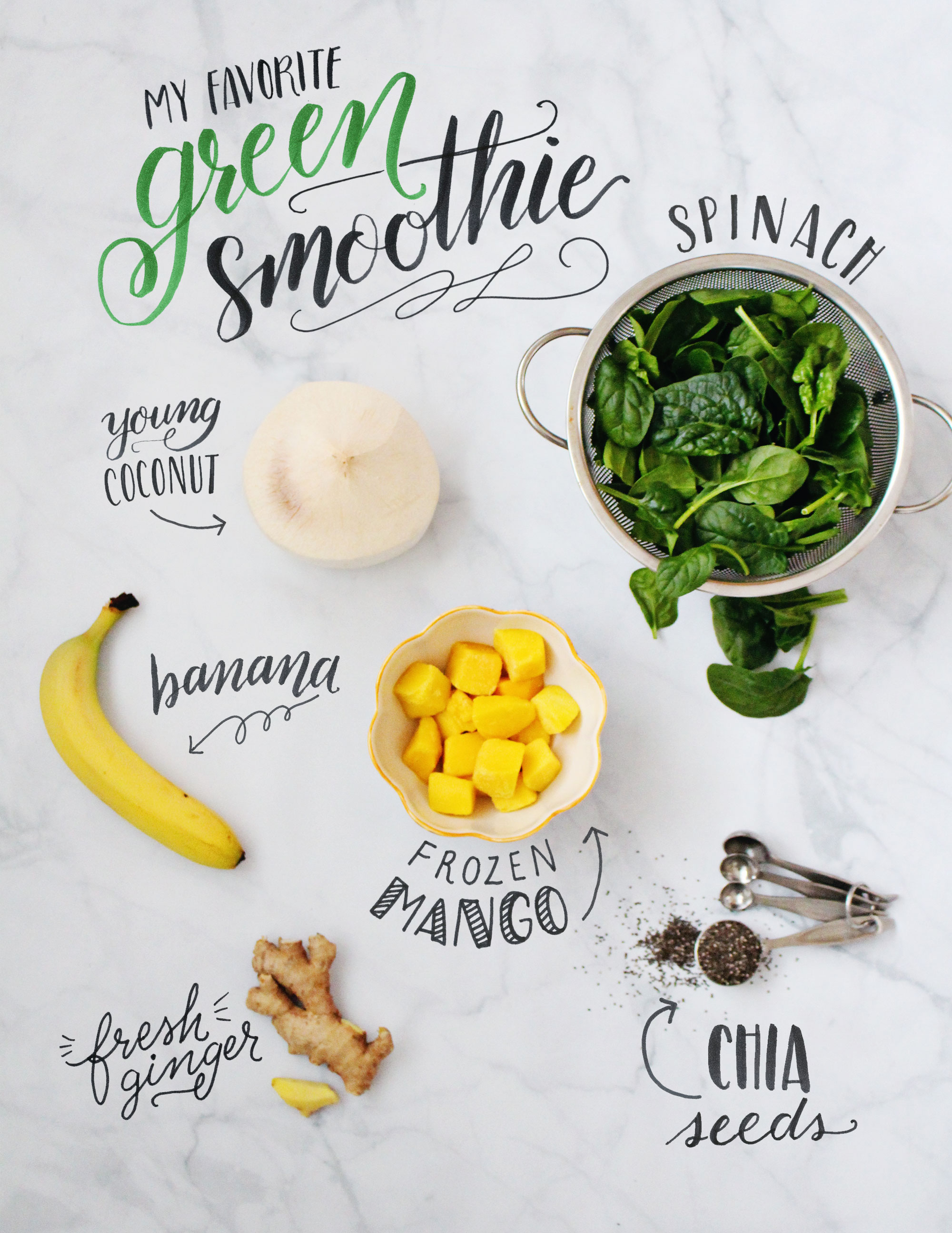 A healthy and delicious green smoothie recipe to feel energized in the mornings on Lily & Val Living