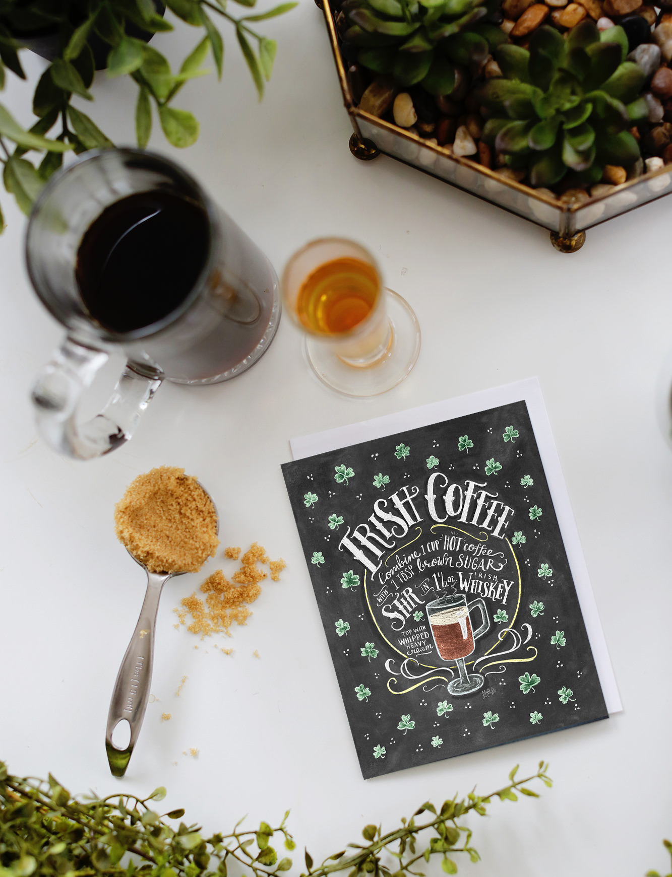 Our Irish Coffee Recipe card is great to send, and also to use! Mix up a glass of Irish Coffee this St. Patrick's Day!