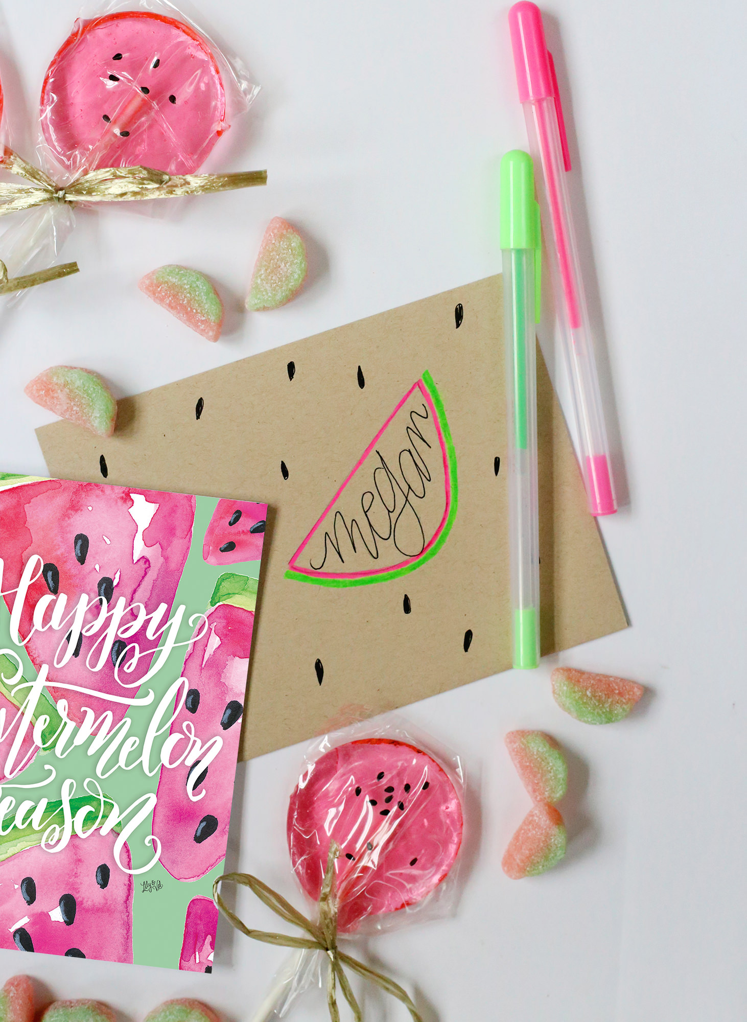 Watermelon-inspired envelope via Lily & Val Living. Summertime snail mail!