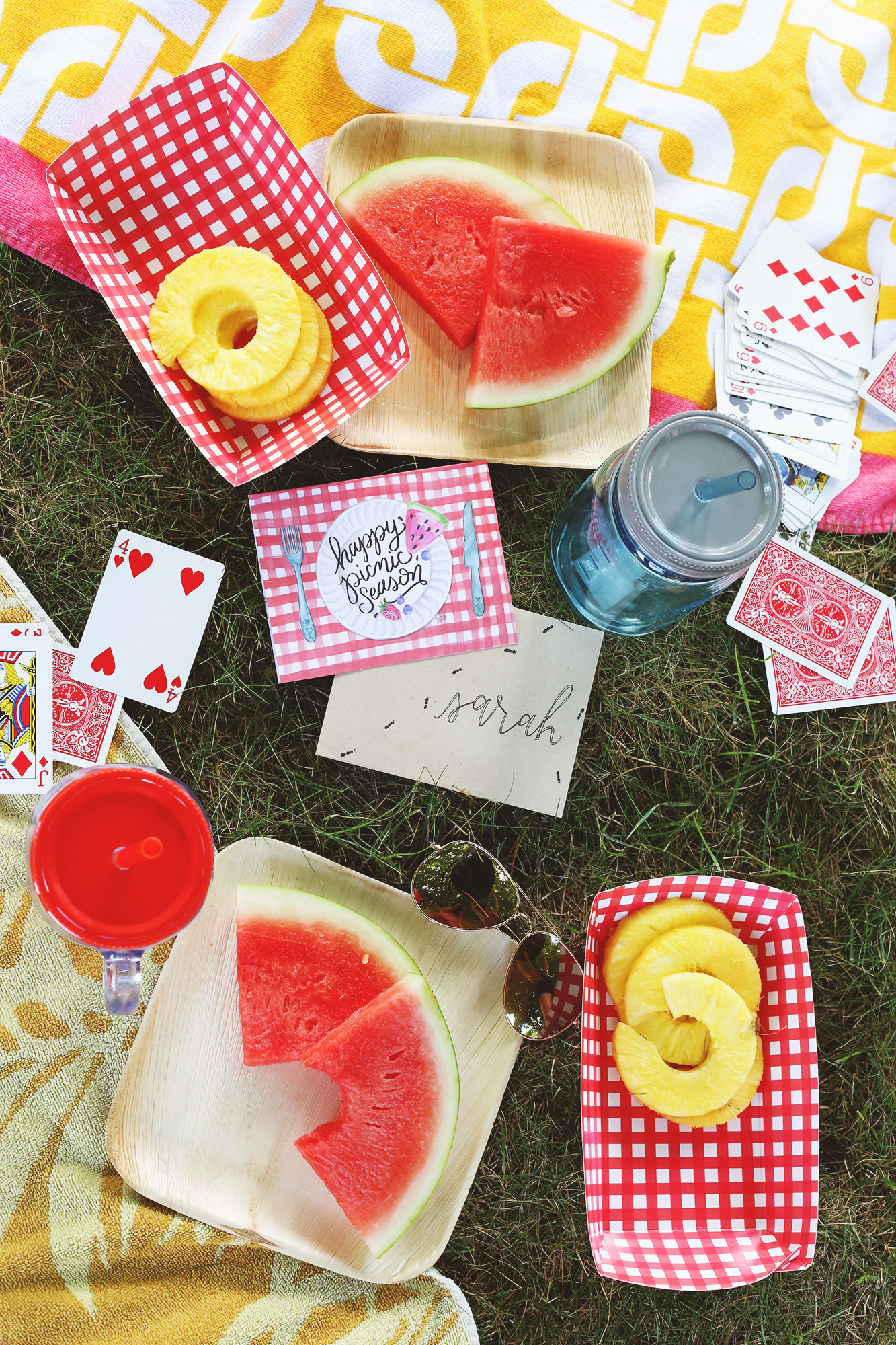 No picnic is complete with out fresh summer fruit! Pineapple and watermelon are perfect! On Lily & Val Living!