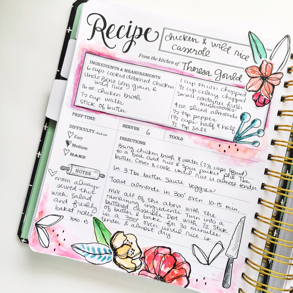 Special moments and memories recorded in a beautifully illustrated Keepsake Kitchen Diary via Lily & Val Living.