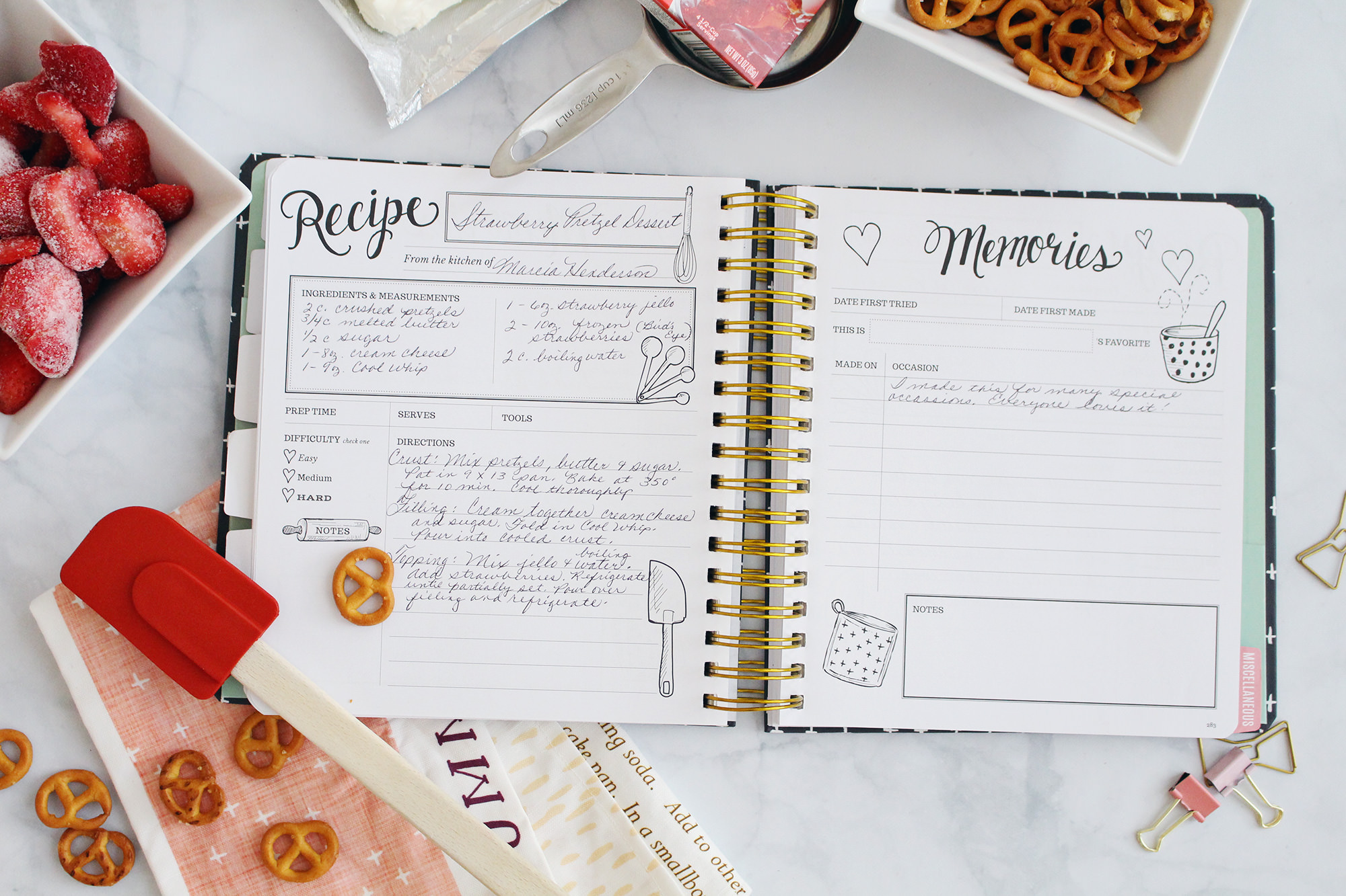 The Keepsake Kitchen Diary records your precious family recipes as well as the memories that coincide with them. 