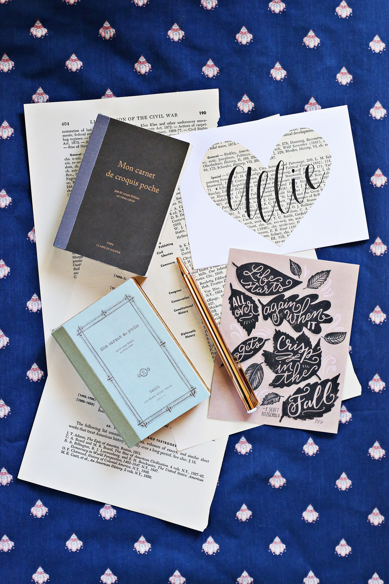 Literature-inspired happy mail includes an F.Scott Fitzgerald note card and more! via Lily & Val Living