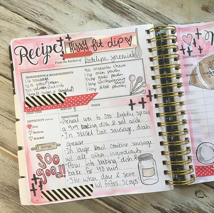 The perfect dip recipe for Football parties. Katelyn recorded it in her Keepsake Kitchen Diary. We love her creative touch on the page! 