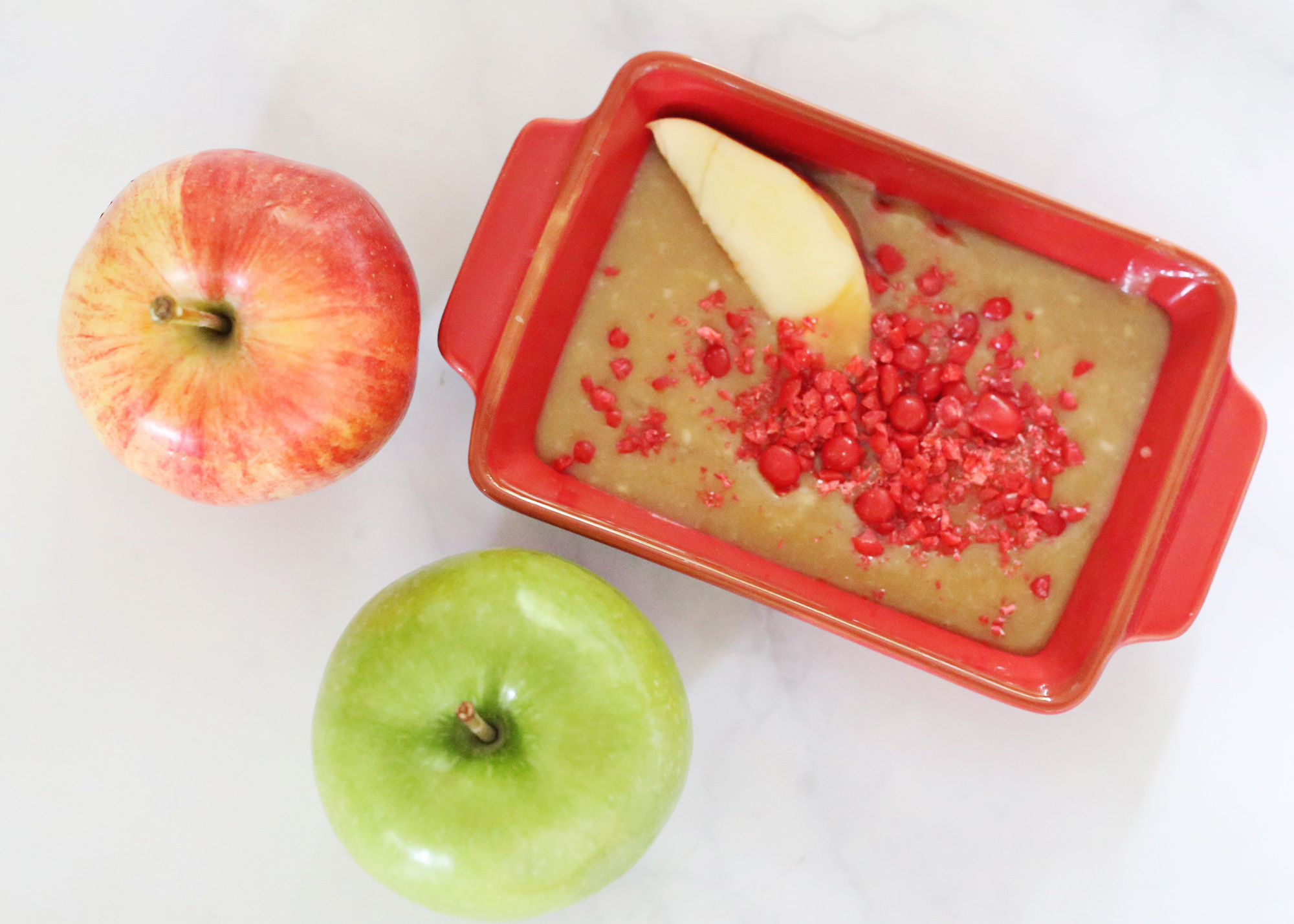 Candy toppings for a delicious caramel apple dip on Lily & Val Living!