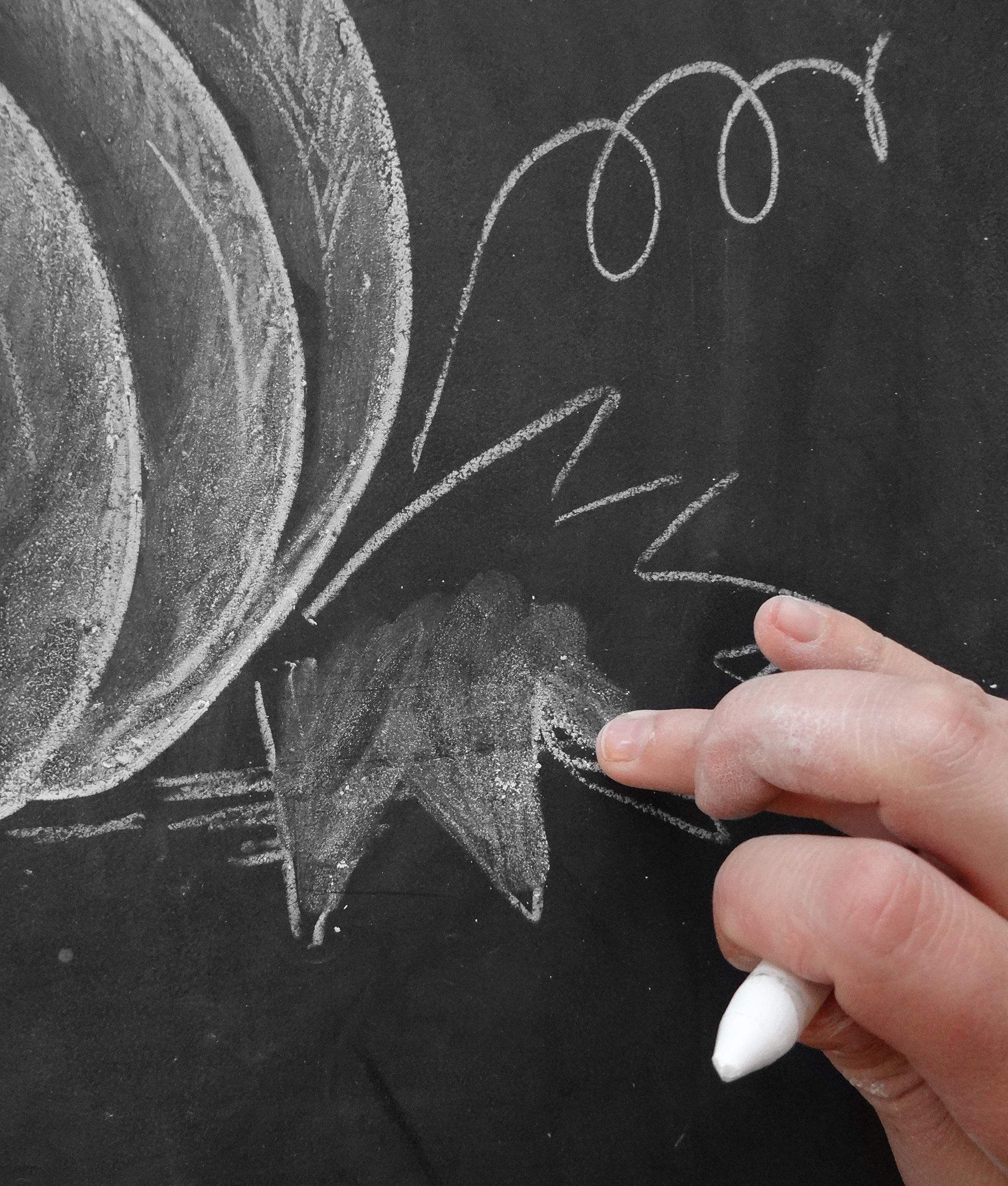 How to draw chalk art - a pumpkin tutorial by Valerie McKeehan