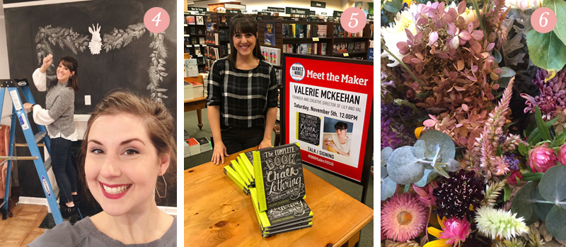 Valerie McKeehan chalkboard drawing, The Complete Book of Chalk Lettering at Barnes and Noble, beautiful bouquet of flowers
