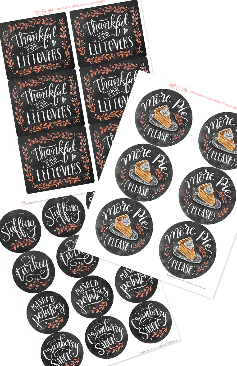 Thanksgiving Leftover labels- a free download by Lily & Val 