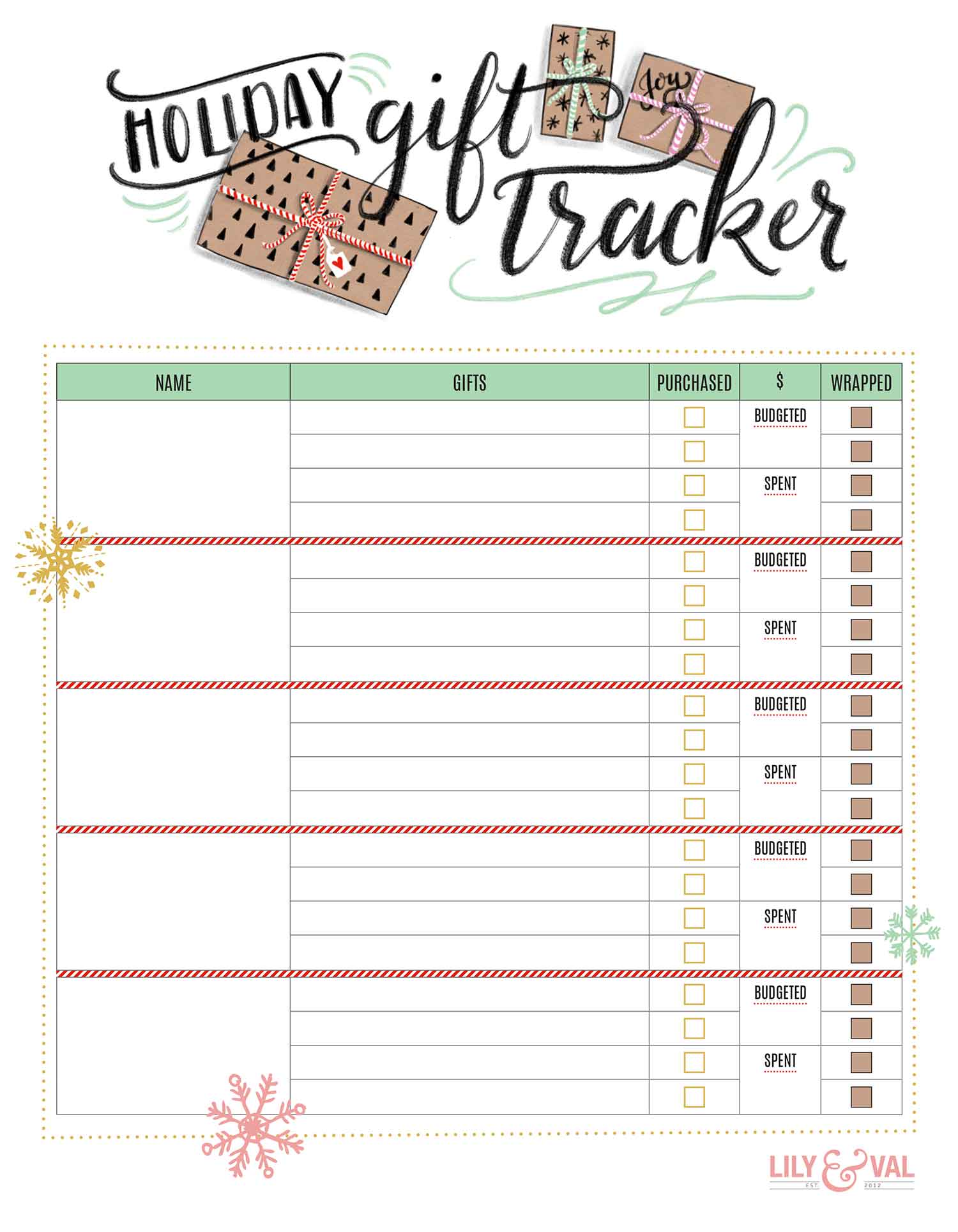 Organize your Christmas gifting this year with a FREE holiday gift tracker download