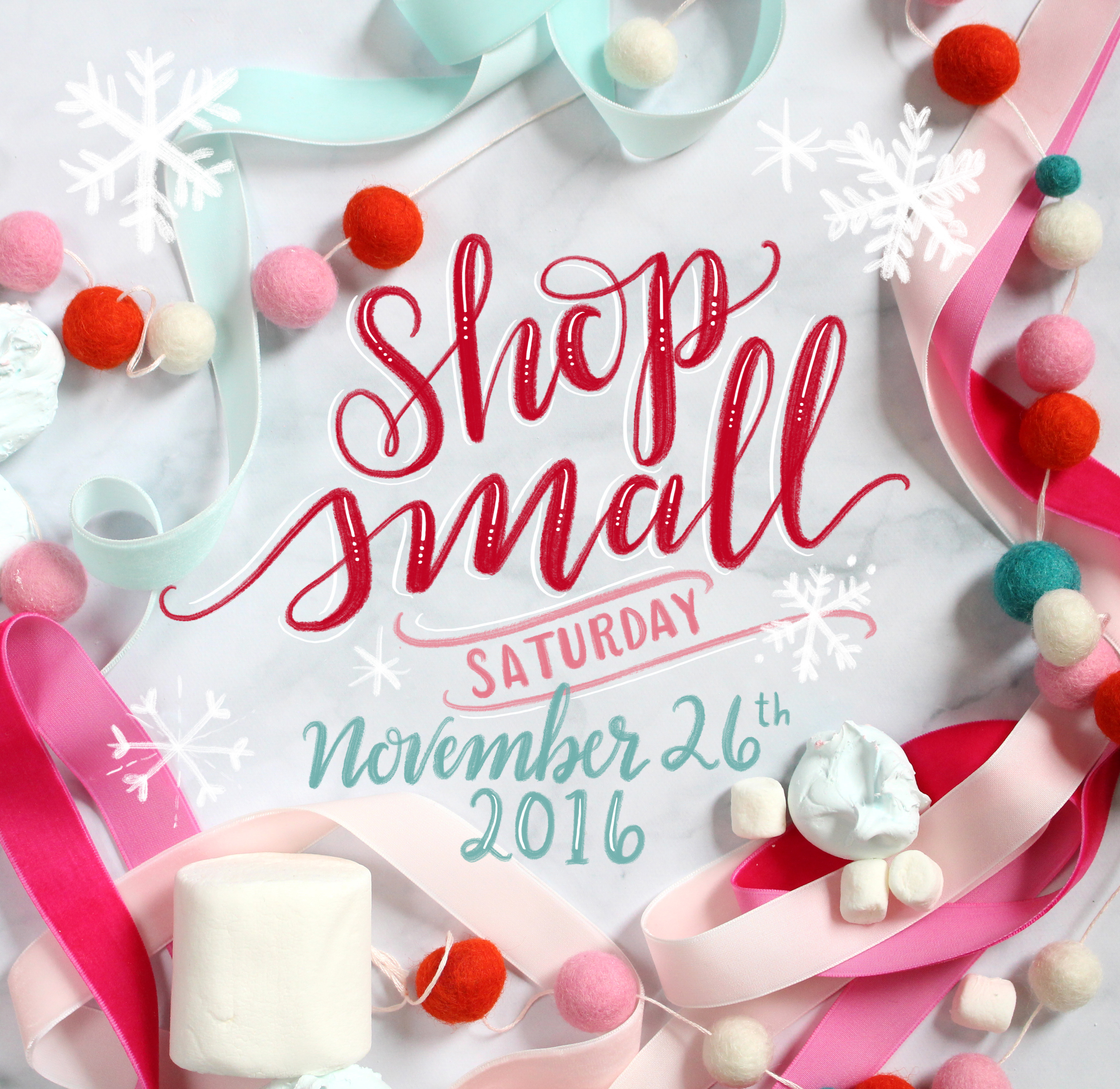 Shop Small on Small Business Saturday 2016. Hand Lettering by Valerie McKeehan of Lily & Val