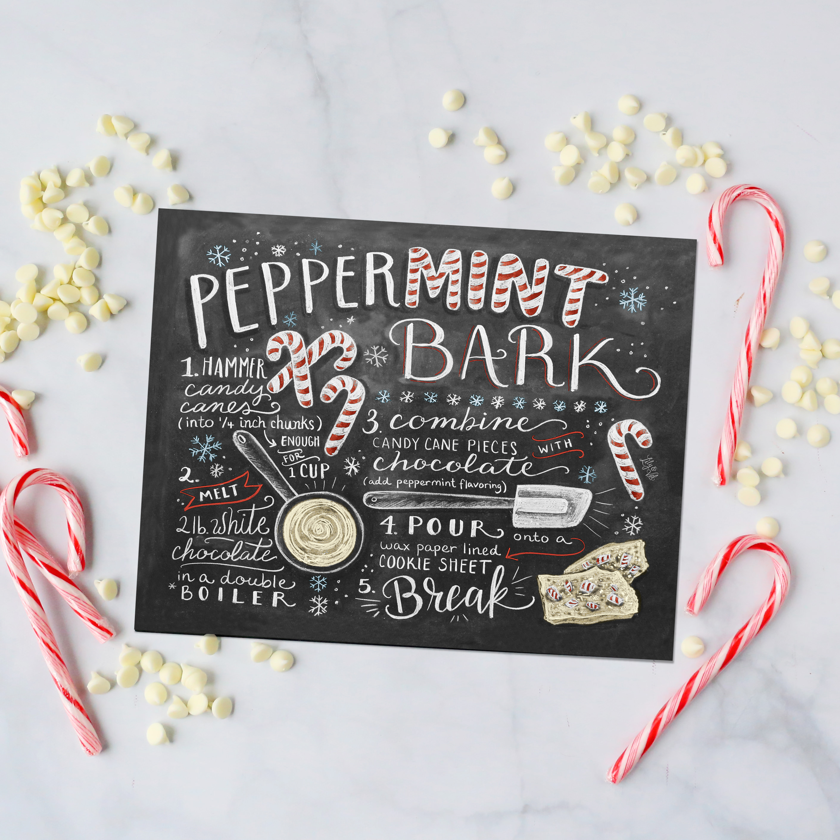 Peppermint Bark Chalk Art Christmas Sign on lilyandval.com