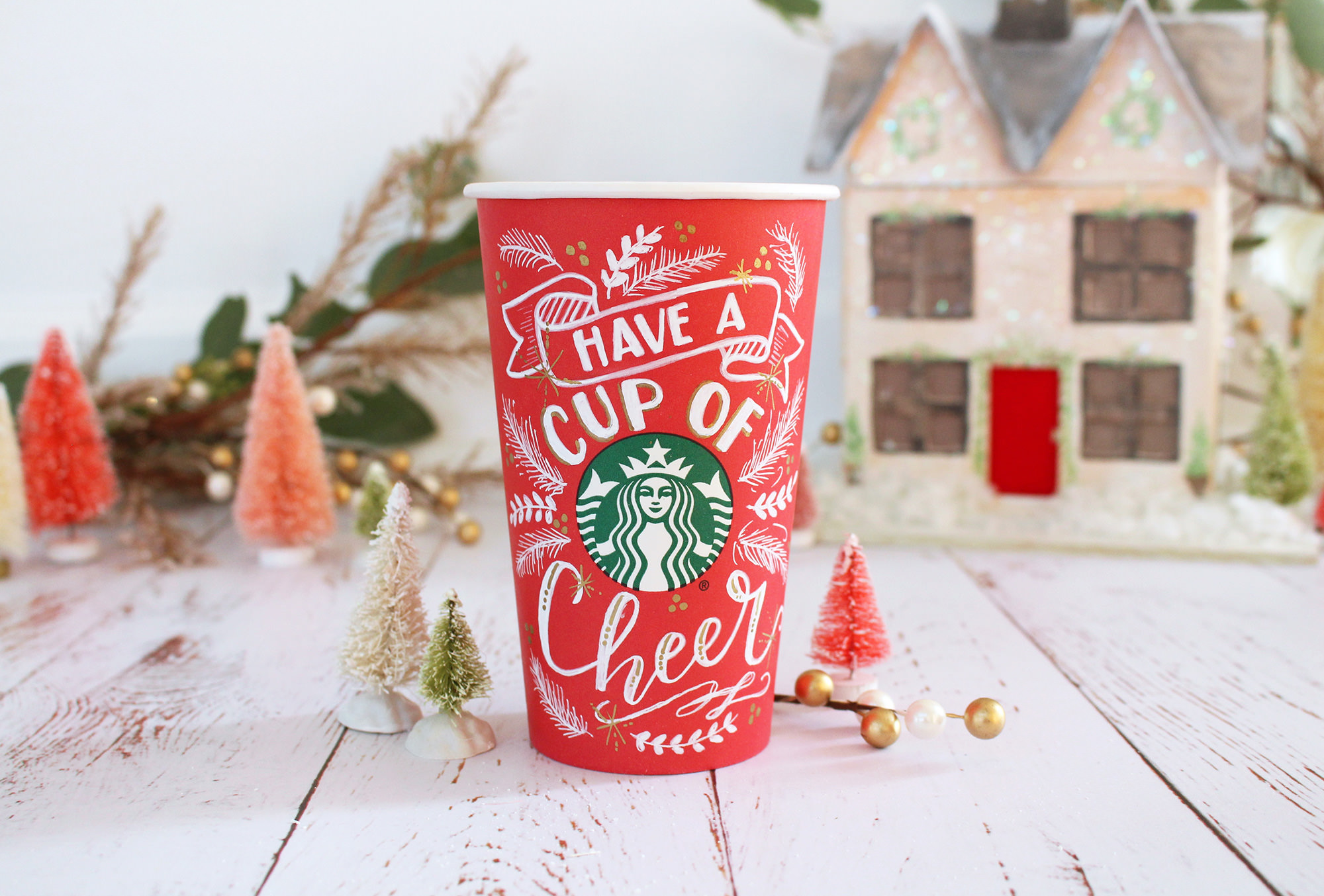 Starbucks red cup art by Valerie McKeehan of Lily & Val