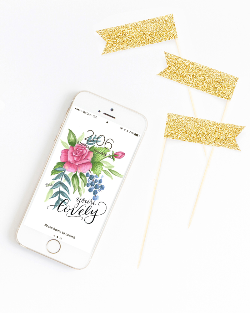 February free download -  iphone wallpaper, hand lettered and drawn by Valerie McKeehan