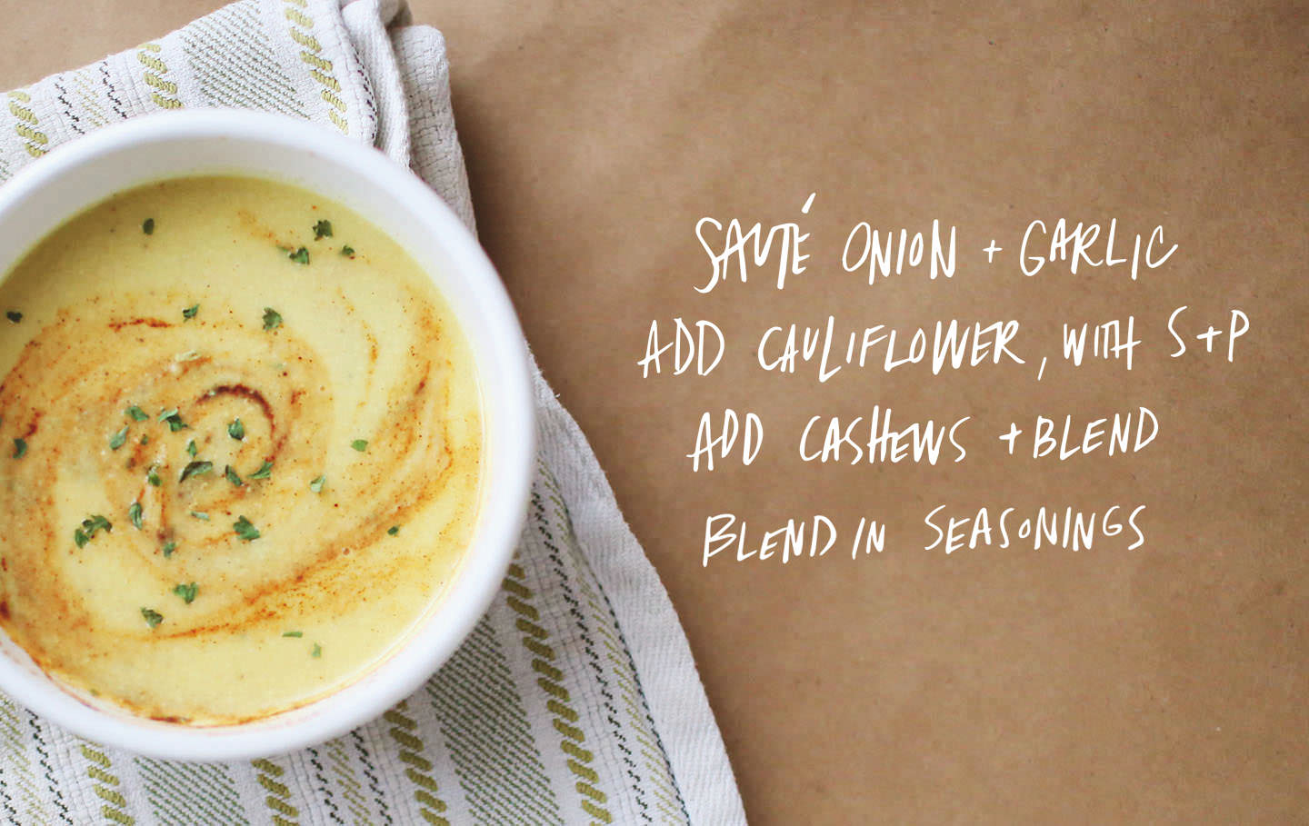 Try a new soup this winter! Creamy Cauliflower Soup recipe on Lily & Val Living!