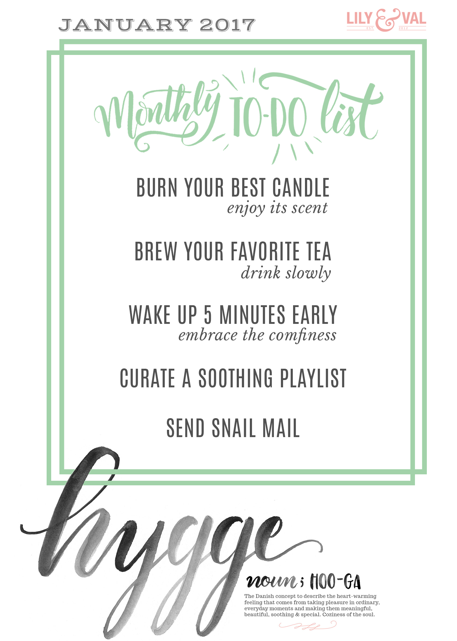 Winter ideas to keep yourself centered - free download for hygge living