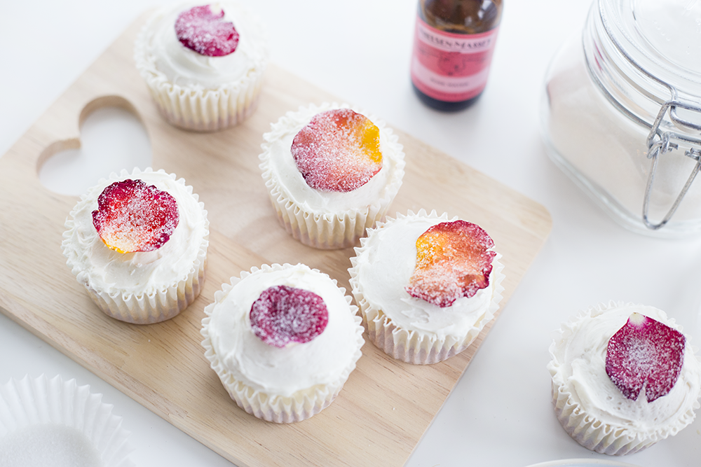 candied rose petals | rose petals | cupcake topping