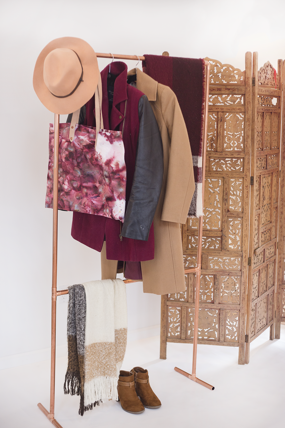 DIY Copper and Leather Hanging Clothing Rack — hometohem