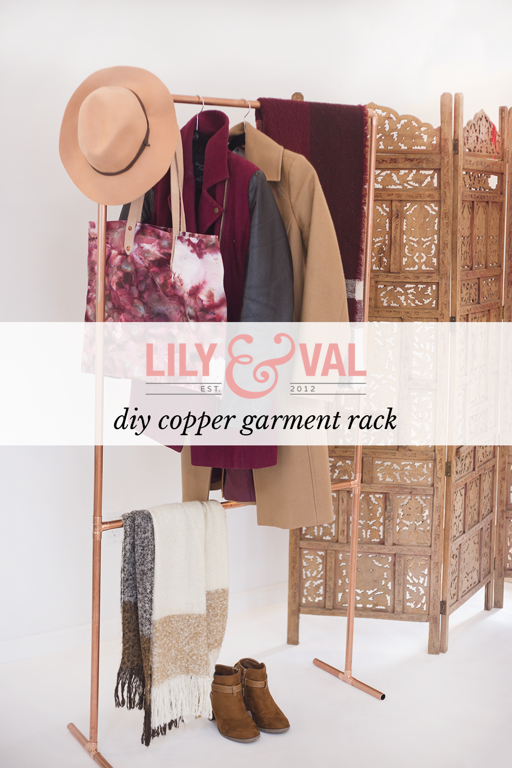 DIY copper garment rack | DIY garment rack | modern organization