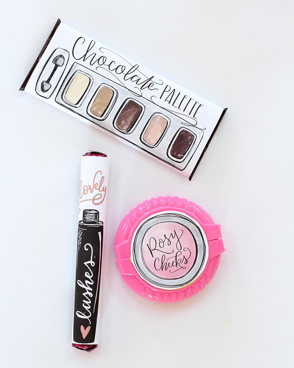 Candy never looked cuter! Makeup-themed Galentine's Gift with free hand-drawn download- Lily & Val Living