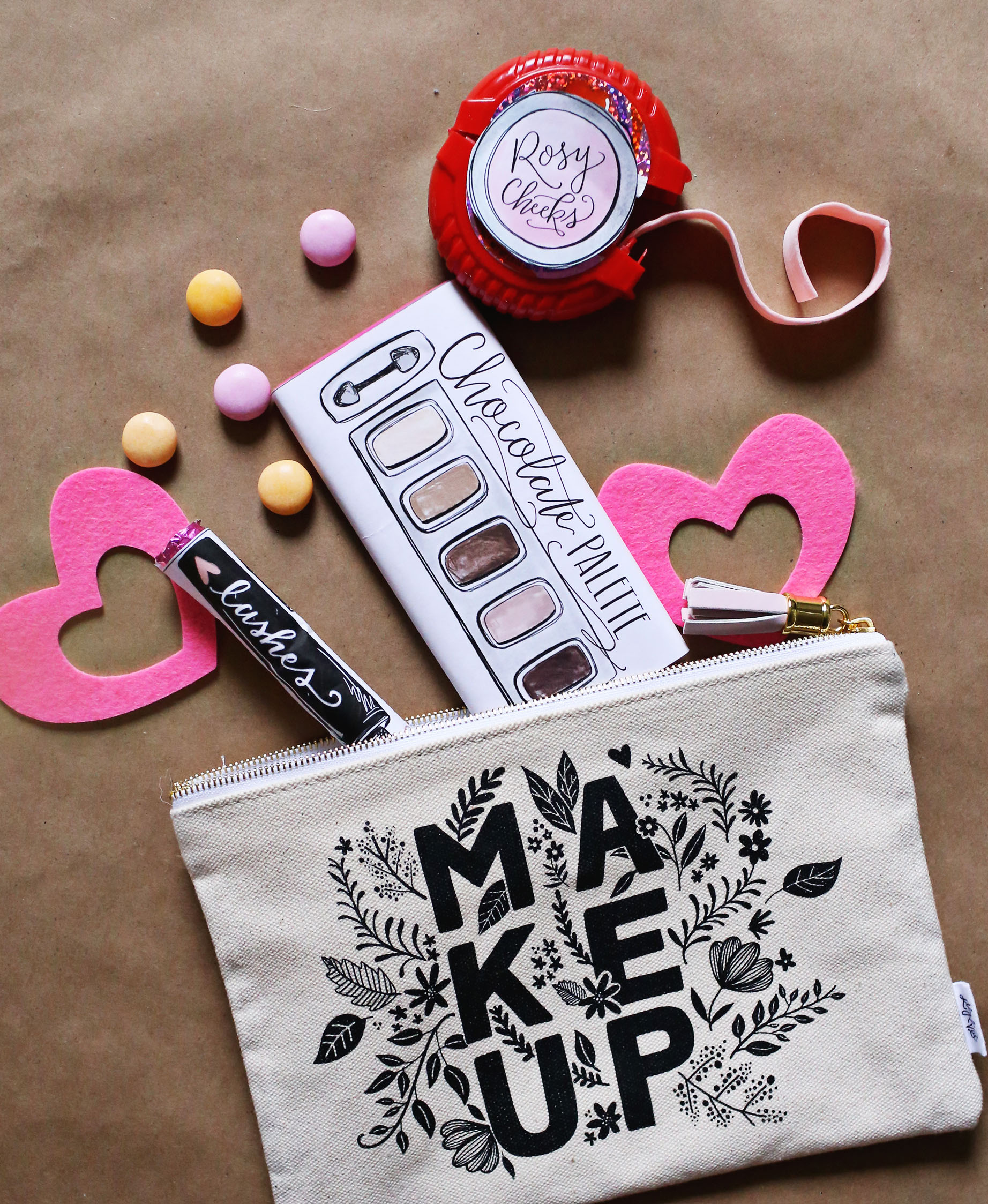 Candy never looked cuter! Makeup-themed Galentine's Gift - Lily & Val Living