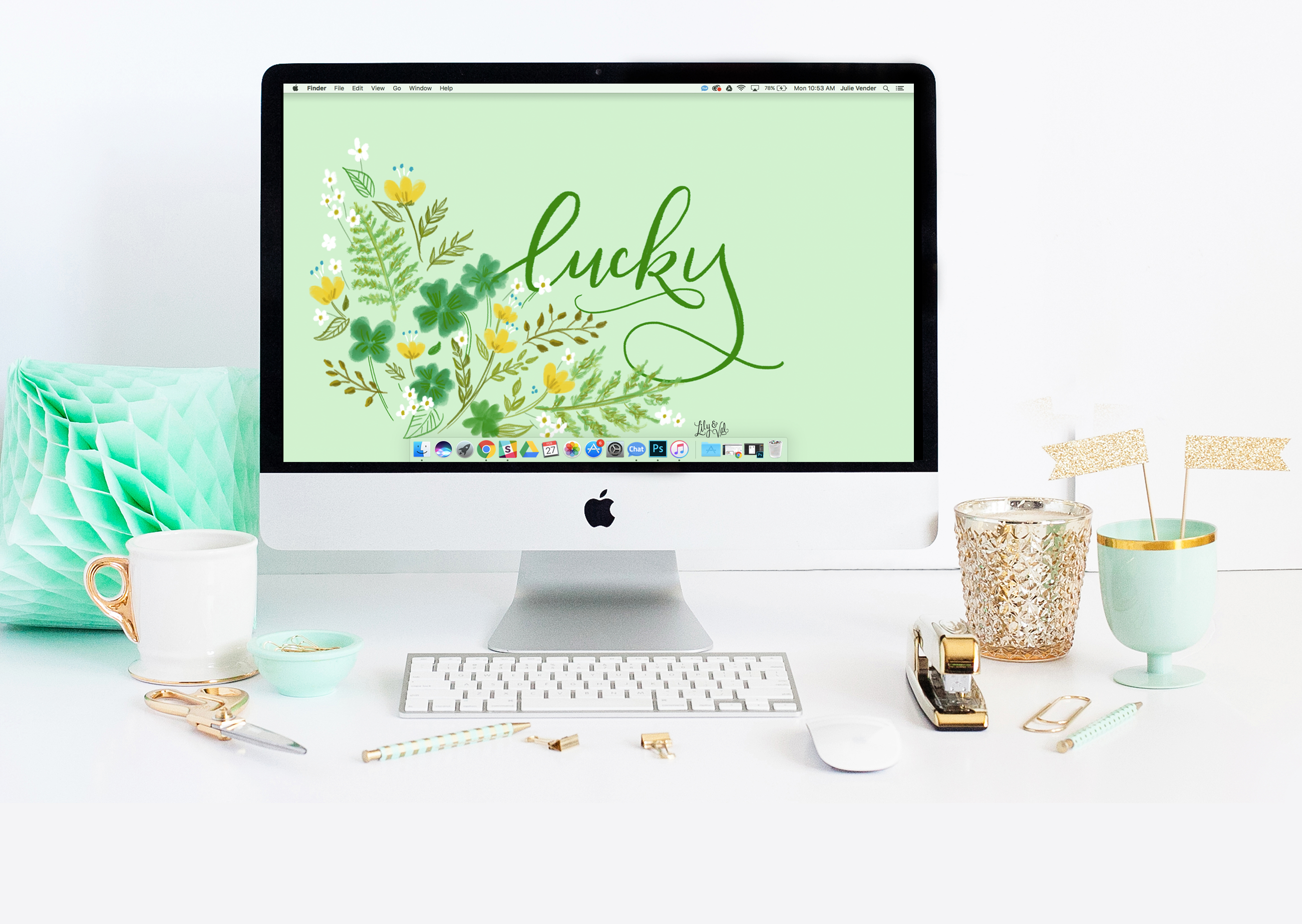 March's Green Floral FREE Desktop Wallpaper Download - Lily & Val Living