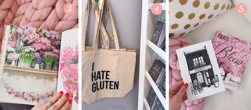 L&V Behind the Scenes blog shows off "Spring in Paris" book by Georgianna Lane, I hate gluten canvas tote bags by The Oyster's Pearl, Lily and Val's new spring line prints