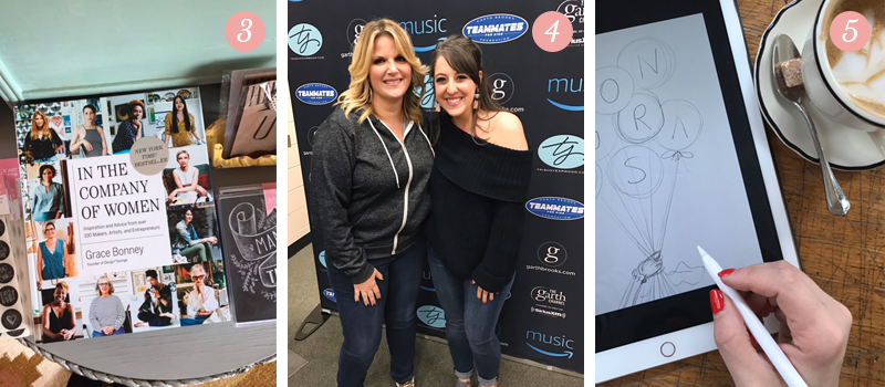 L&V Behind the Scenes blog shows off Grace Bonney Book In The Company Of Women, Trisha Yearwood and Garth Brooks, sketching on iPad at Ace Hotel Pittsburgh