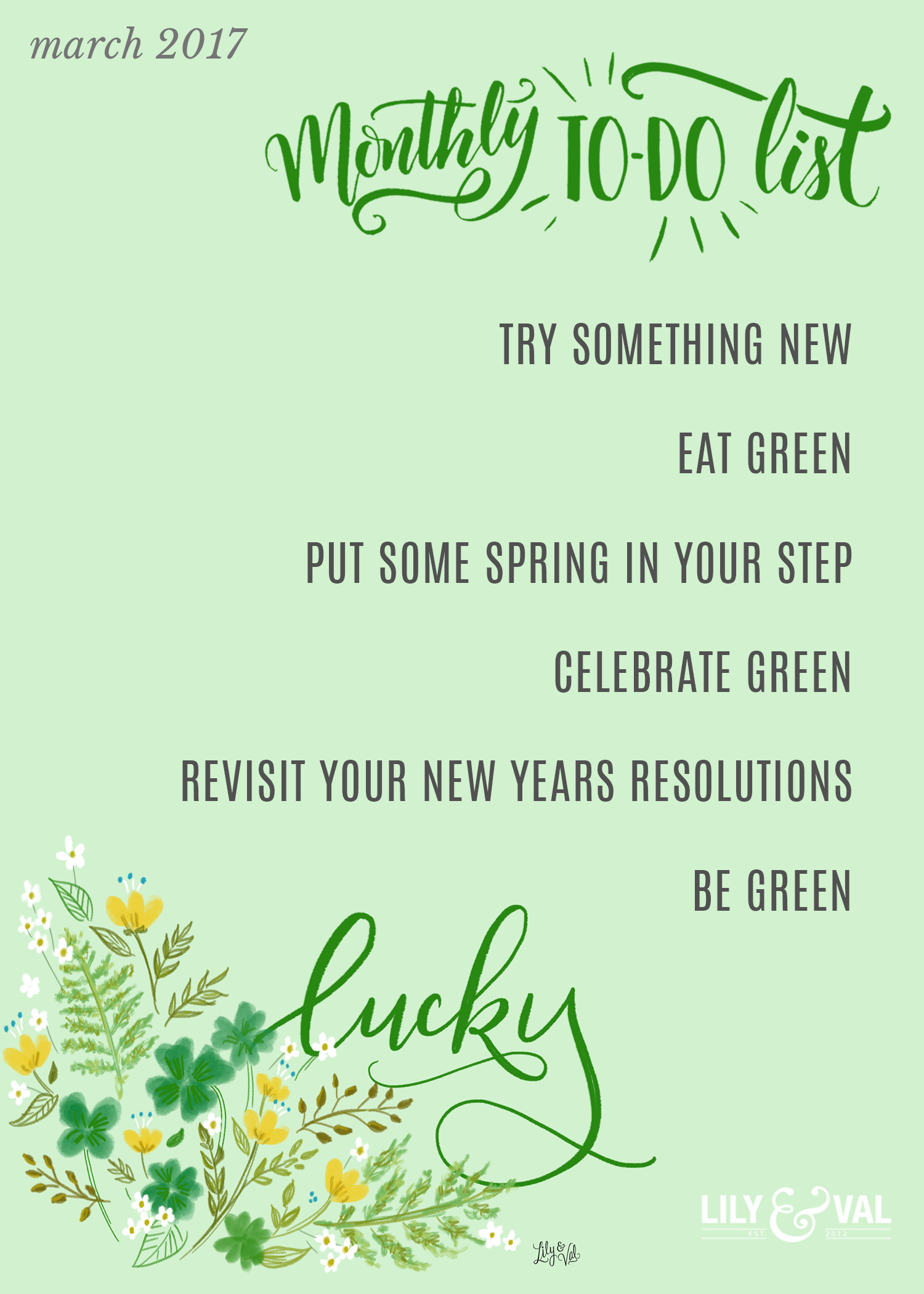 March To Do list | ideas for March | lucky | living green