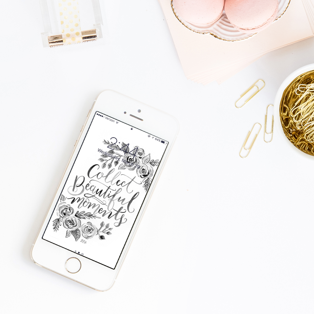 April free download - iphone wallpaper, hand lettered and drawn by Valerie McKeehan