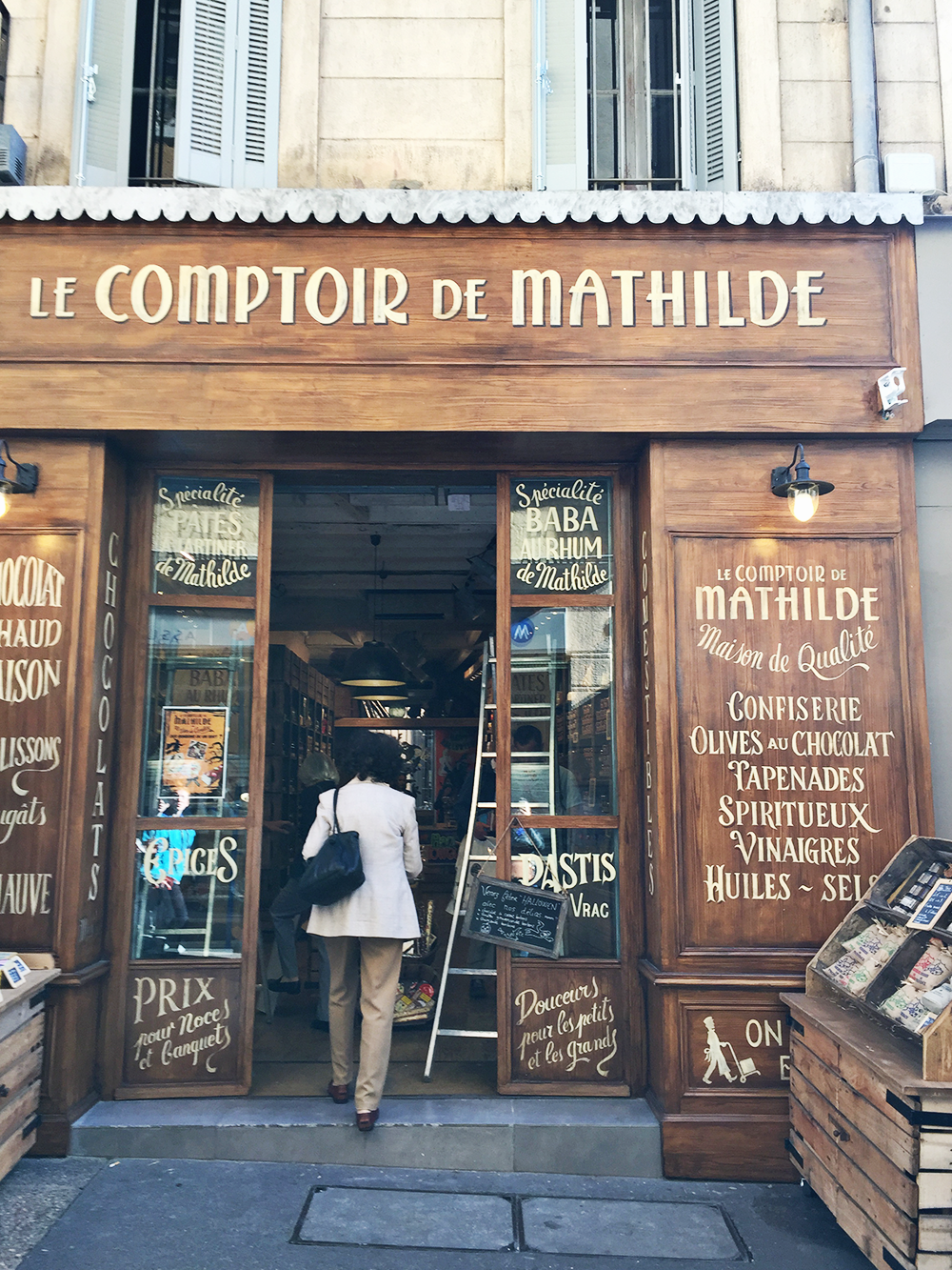 The lettering and signage on storefronts in Paris and Provence inspired Lily & Val's 2017 Spring in Provence Print Collection