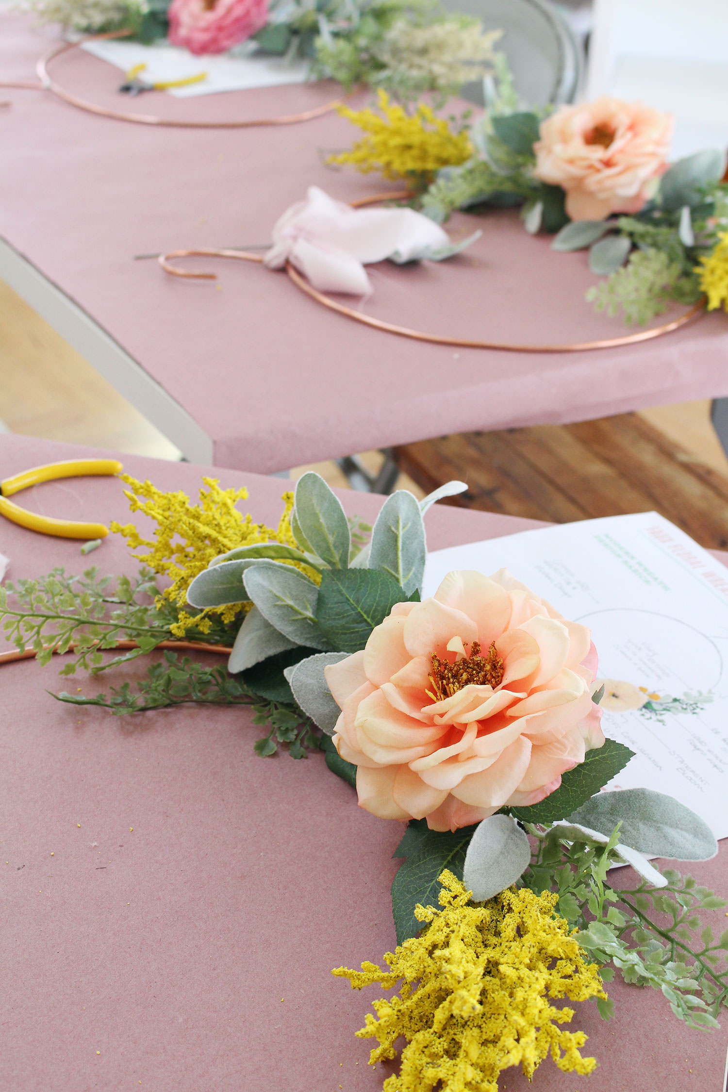 Modern Spring Faux Floral Wreath Workshop held in Pittsburgh at the Lily & Val Flagship Store