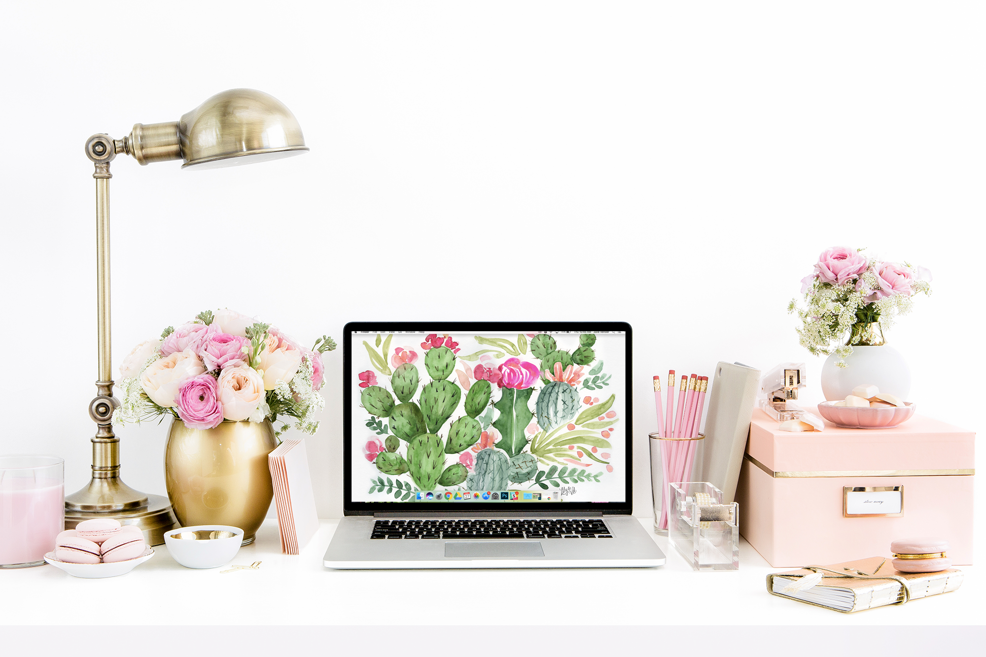 March's Green Floral FREE Desktop Wallpaper Download - Lily & Val Living