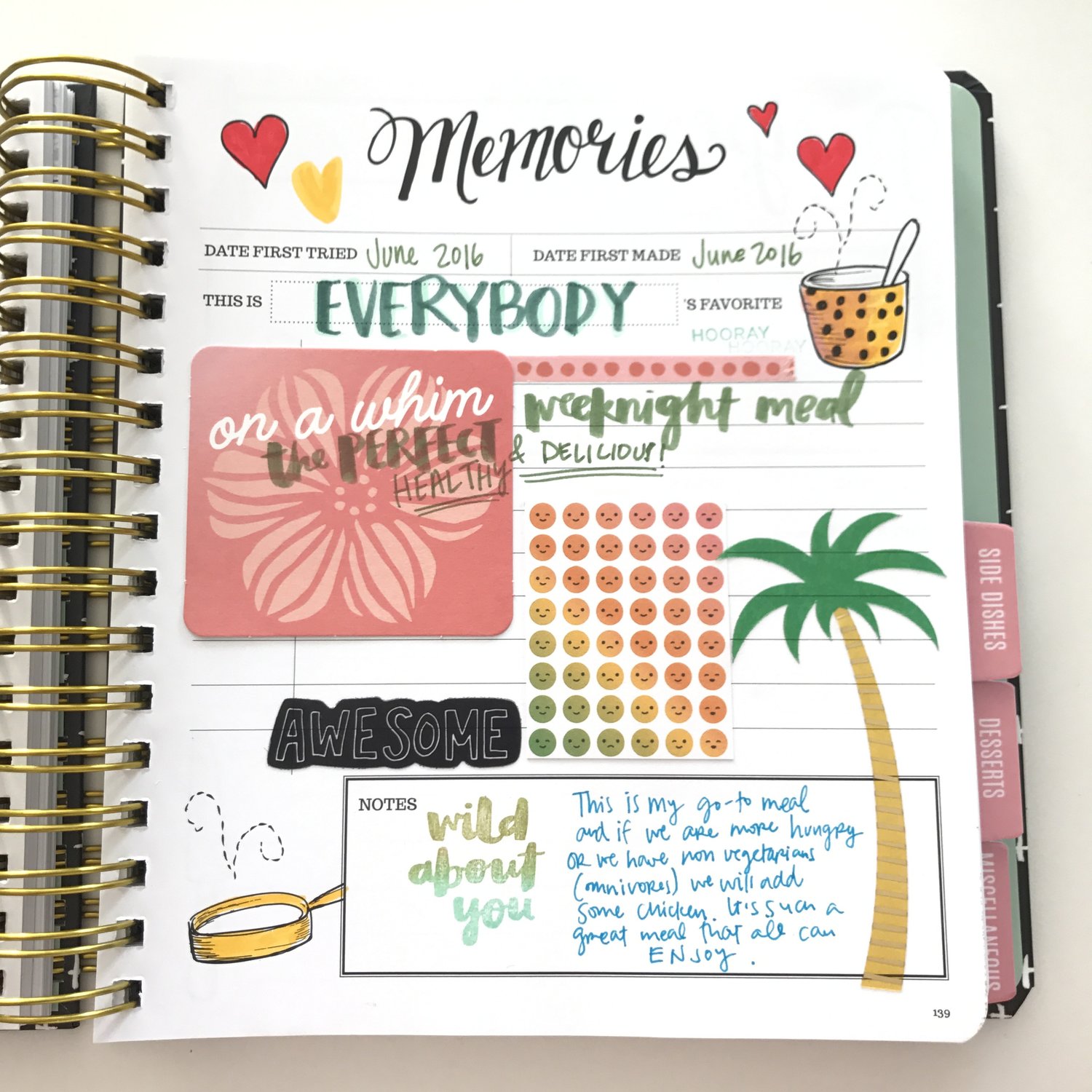 See how Amy Tangerine scrapbooks the pages of The Keepsake Kitchen Diary - a DIY recipe keeper and journal