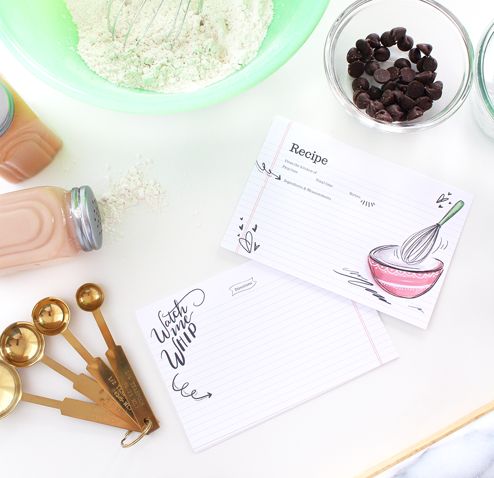 Watch me Whip recipe cards are cute and quirky for your handwritten recipes