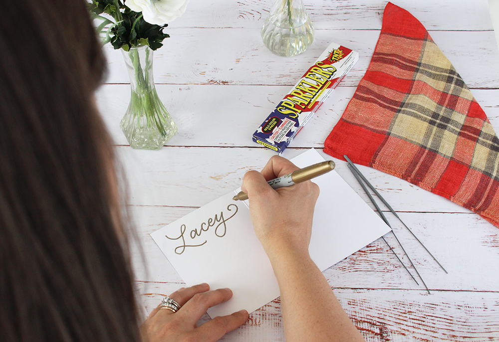 DIY project: place settings for the Fourth of July | An easy and cute idea from Lily & Val Living | hand-drawn Happy Sparkler Season card | for cookouts, picnics, and parties!
