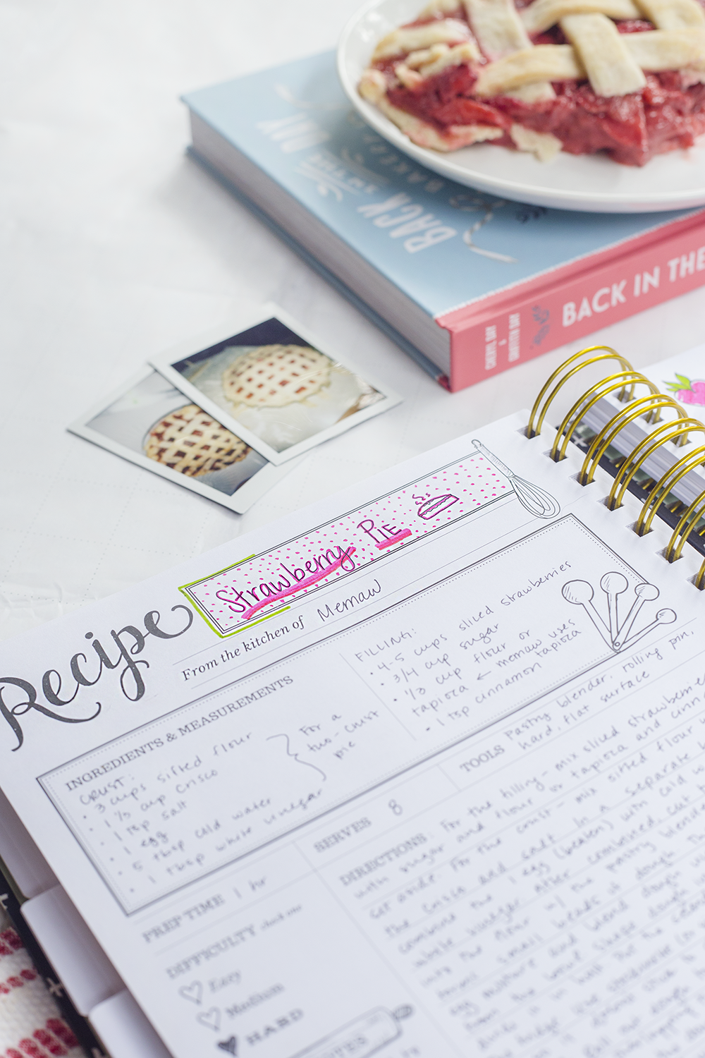 keepsake kitchen diary pocket | pie recipe | scrapbooking