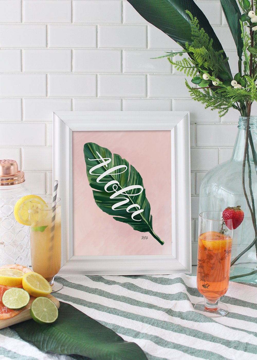 Aloha print | Tropical leaf art | Tropical leaf home decor and illustration