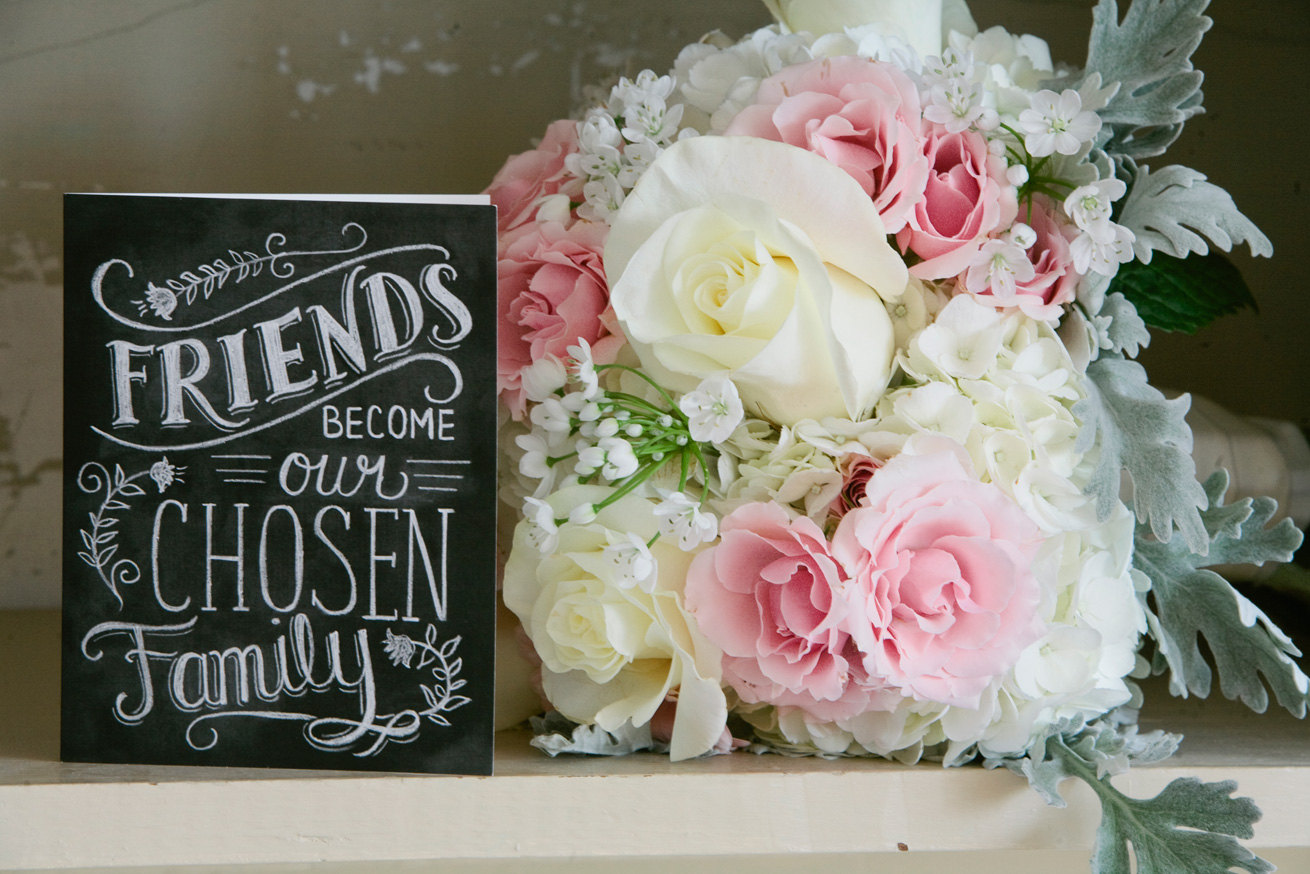 Friends Become Our Chosen Family chalk art card by Lily & Val