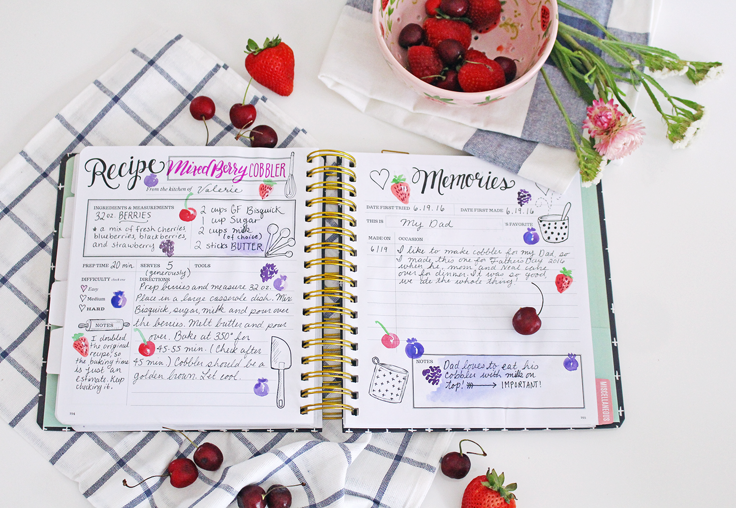 The Keepsake Kitchen Diary is a family cookbook recipe keeper combined with a recipe journal 