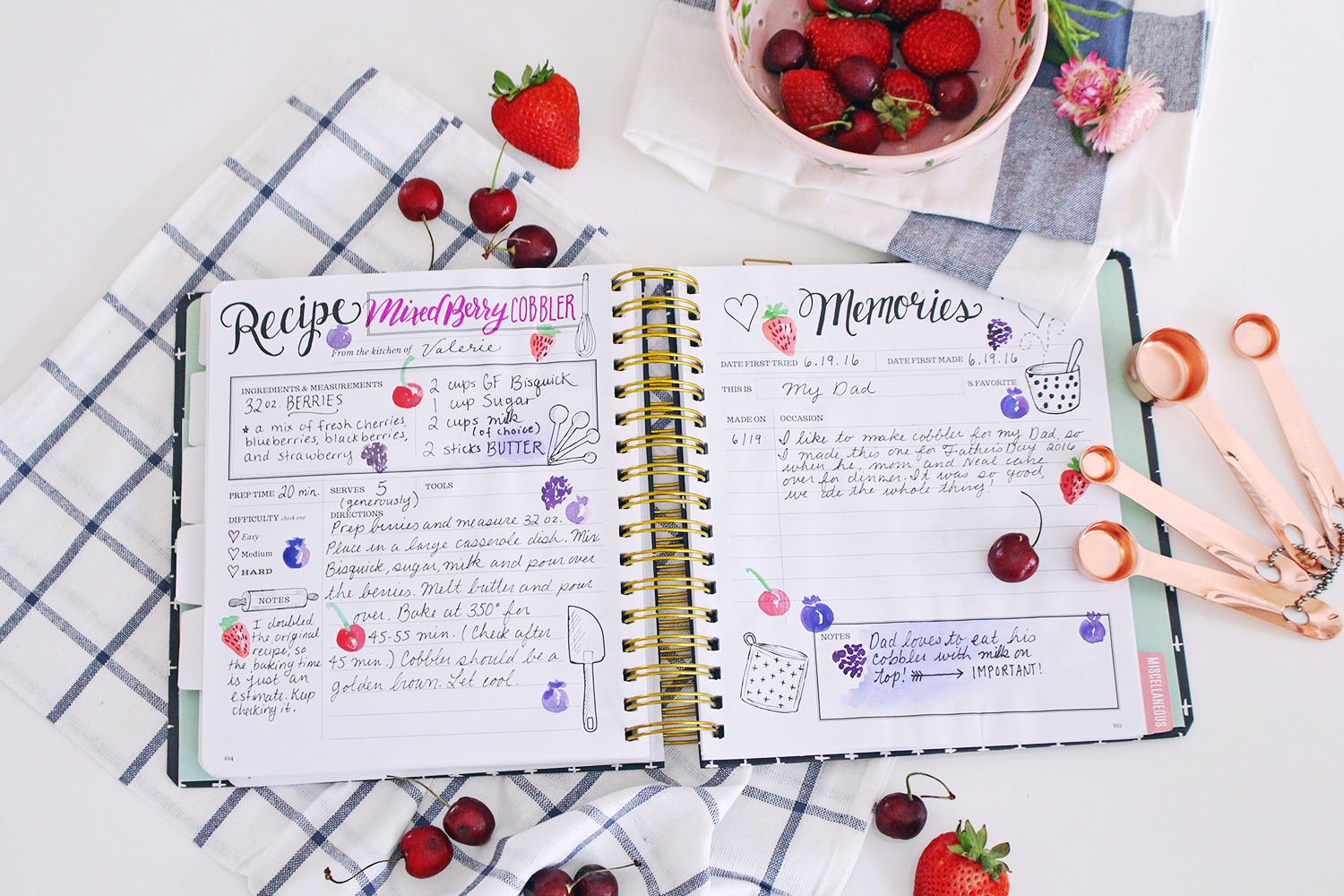 The Keepsake Kitchen Diary is a family cookbook recipe keeper combined with a recipe journal 