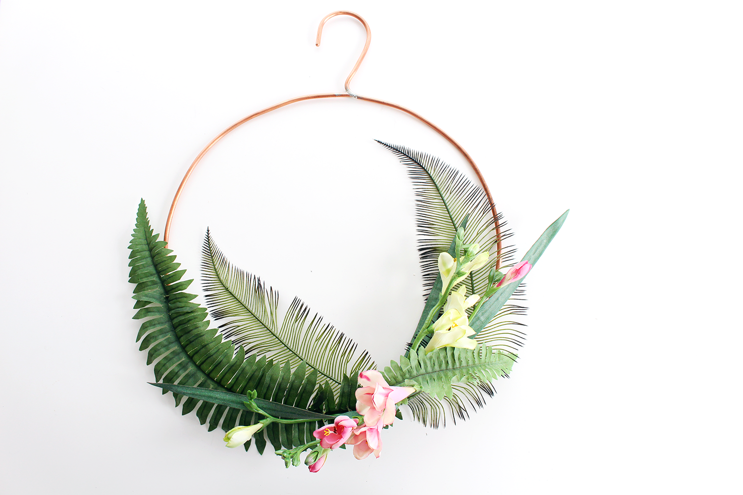 Faux Floral Skills Workshop at the Lily & Val Flagship Store in Pittsburgh. Learn how to make your own modern wreath with a tropical feel